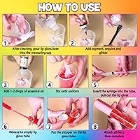 Vista 7 de Kit de bricolaje para hacer brillo labial Jcoos, 73 piezas, divertido, haz tu propio kit de brillo labial para niños, principiante, juegos de brillo