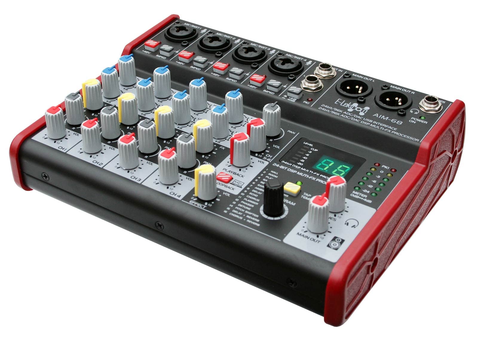 E-Lektron AIM-68 6-Kanal Streaming Audio-Mixer Mischpult mit USB Computer-Interface und DSP-Effekt-Prozessor…