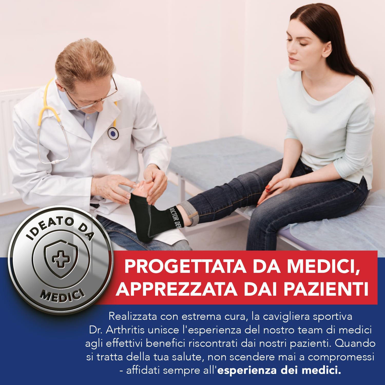Cavigliera Ortopedica Ideata da Medici – Cavigliera Sportiva a Compressione per Distorsioni, Fascite Plantare o Dolore al Metatarso – Tutore Caviglia con Filamenti di Rame (Nero, 1 Paio, Taglia L)