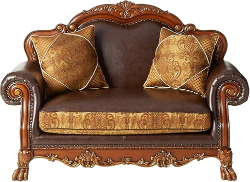 Miniatura 3 de ACME Dresden - Sofá biplaza con 2 almohadas, acabado de poliuretano de chenilla