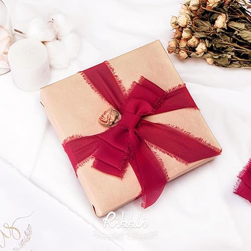 Miniatura 50 de Ribbli Cinta de gasa blanca de 1-1/2 pulgadas x 20 yardas hecha a mano con flecos, cinta blanca para invitaciones de boda, envoltura de ramos