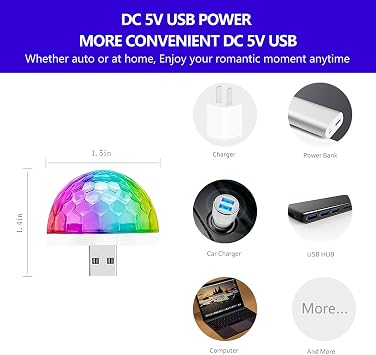 USB Mini Disko Işığı, 4 Paket, Parti Işıkları, Top Sesle Etkinleştirilen Strobe, USB Parti Işığı DJ LED Lambalar, Ev Odası Parti Doğum Günü DJ Bar Karaoke Noel Düğün Şovu için