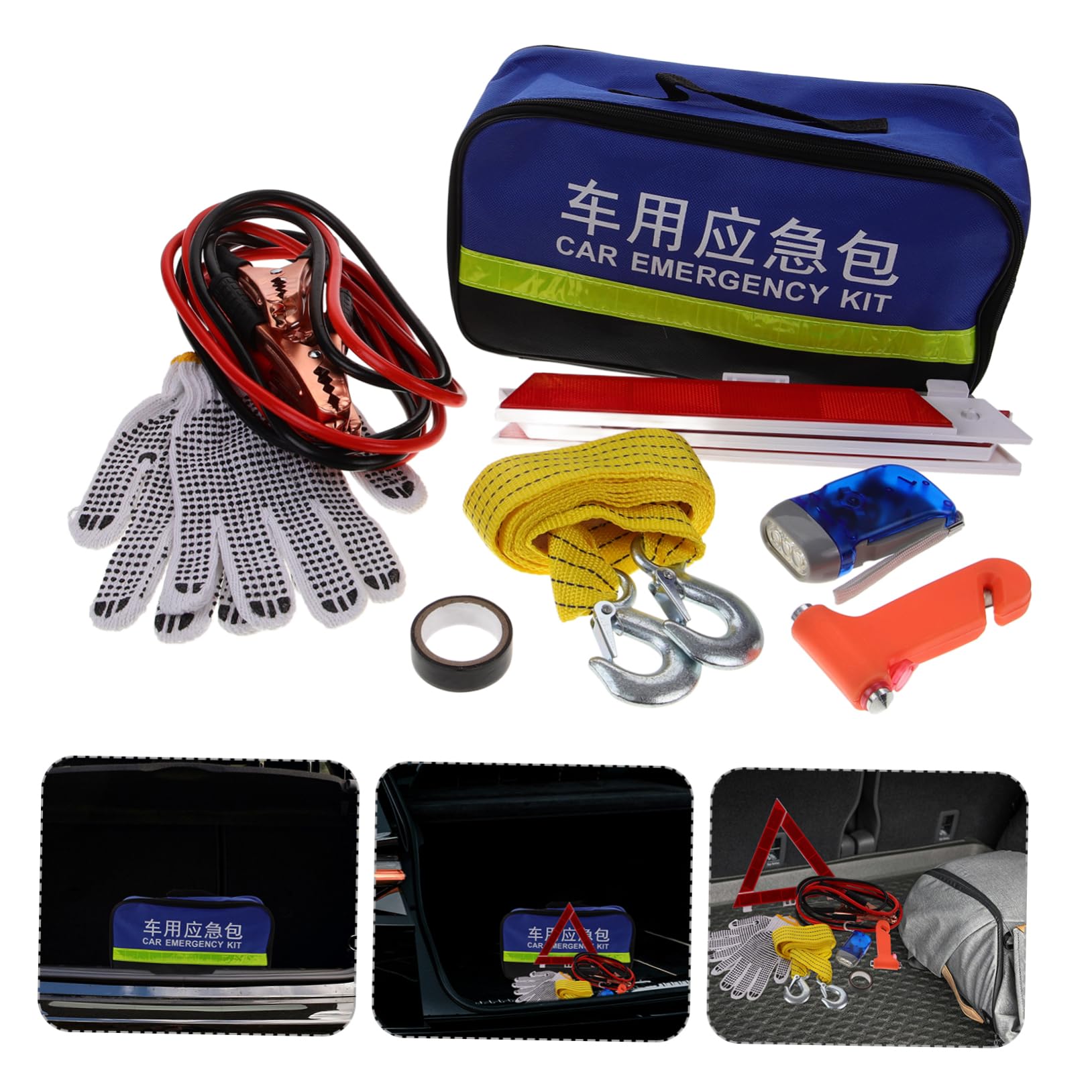 Cabilock Kit Emergenza Auto, Accessorio per Veicolo in Abs, Gomma e Metallo, Pratico e Completo per Ispezioni del Veicolo
