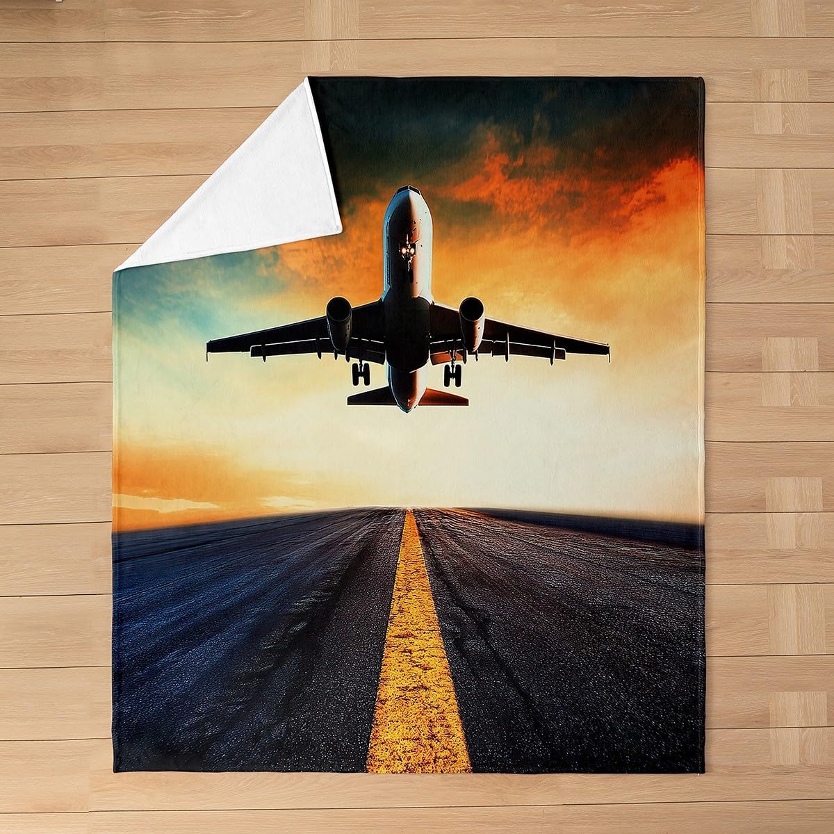 jejeloiu Aircraft Flannel Fleece Throw 90"x90" Boys Girls Gift image 3