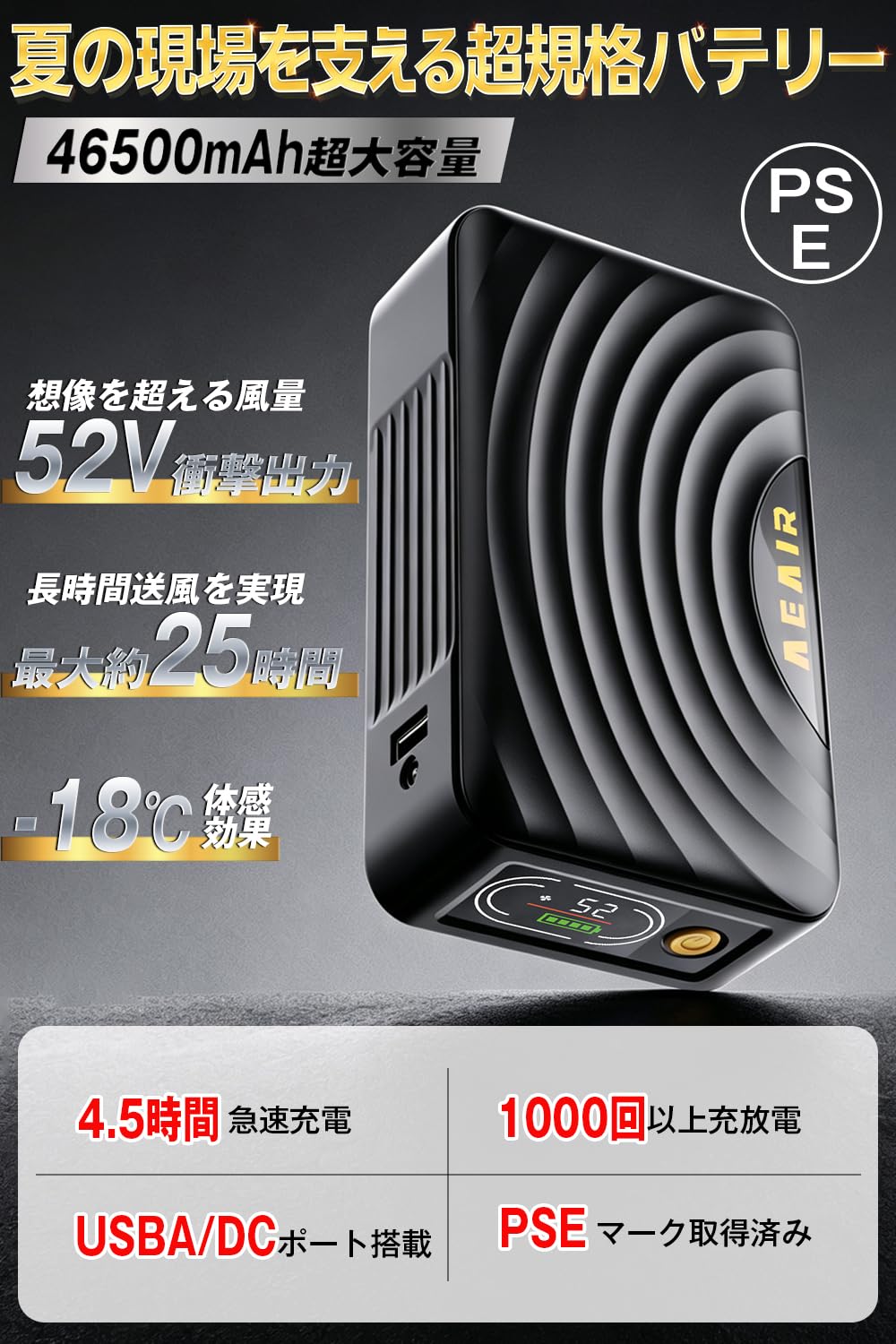 Amazon.co.jp: 【秒で爆風!!52V超高出力&46500mAh大容量】 ファン