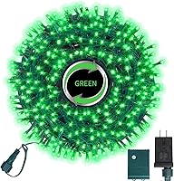 Vista 15 de LAMPHOME - Cadena de luces decorativas navideñas de 33 pies, 100 luces LED de alambre verde, luces de hadas estrelladas enchufables, 16 modos