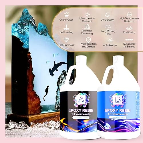Miniatura 4 de Kit de resina epoxi de 2 galones, resina epoxi transparente, kit de resina, alto brillo, sin burbujas, no se amarillea, resina de fundición de
