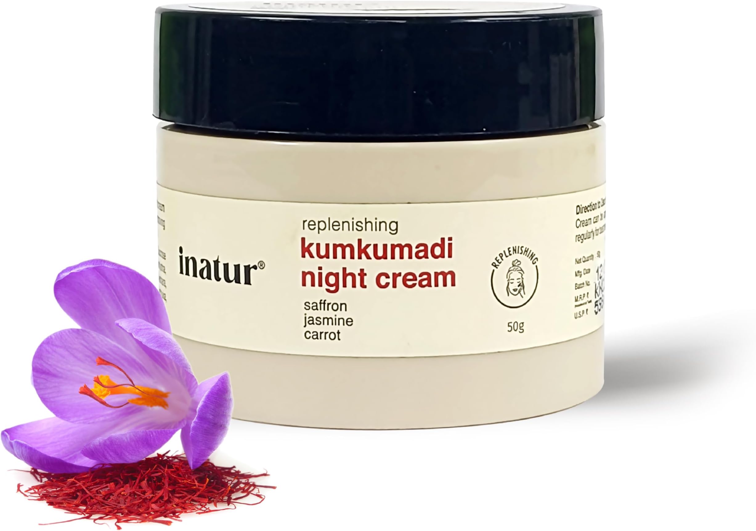 Kumkumadi Night Cream | Herbal Moisturizer with Saffron & Sandalwood | Lightweight & Non-Greasy | Hydrates, Brightens, Improves Skin Tone & Reduces Dark Spots & Fine Lines | 50g