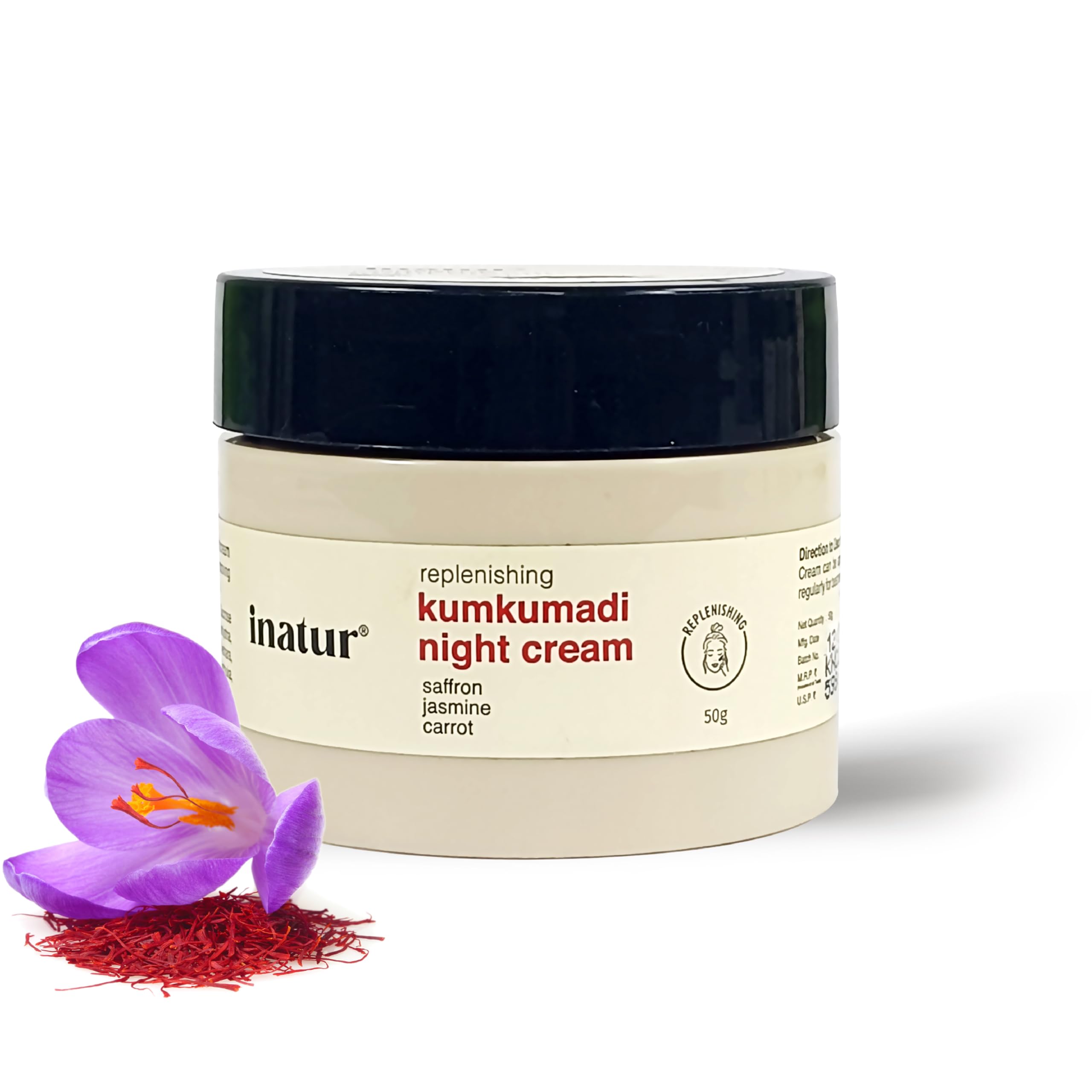 Kumkumadi Night Cream | Herbal Moisturizer with Saffron & Sandalwood | Lightweight & Non-Greasy | Hydrates, Brightens, Improves Skin Tone & Reduces Dark Spots & Fine Lines | 50g
