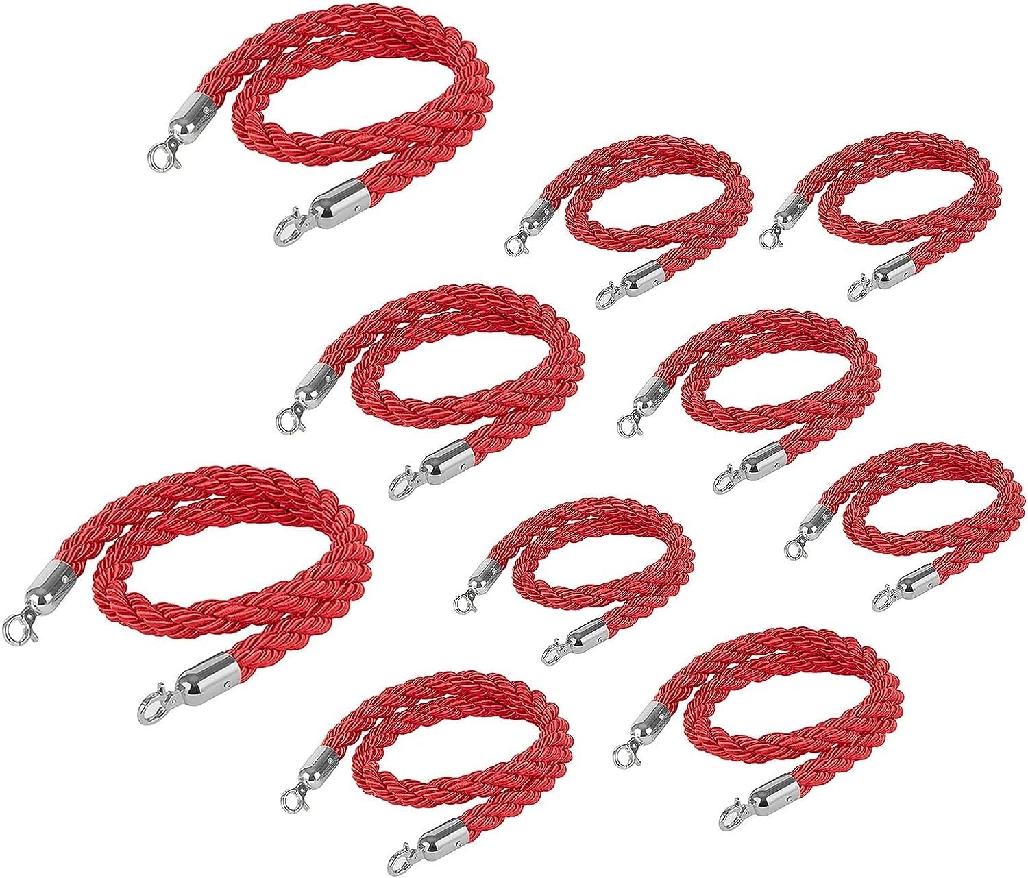 Stehseil, hängendes Drehseil, Warteschlange Hindernis, roter Teppich, Seil, Warteschlange Hindernis, Hanf, gestricktes Seil (10 Stück, 80 cm)
