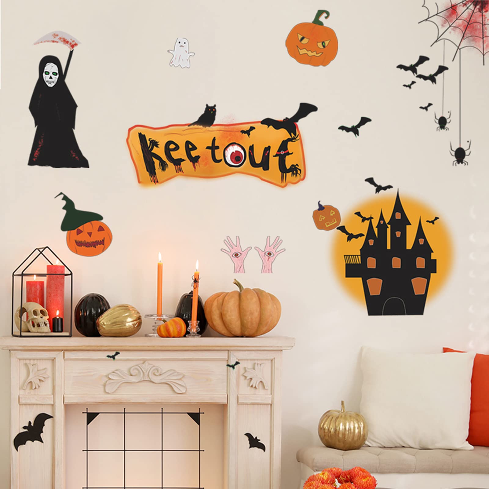 Photo 1 of (3x) Spooky Halloween Wall Stickers Ghost Wall Decals Art Decorations