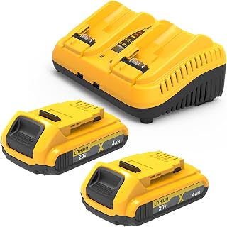2Pack Replace for Dewalt Battery and Charger Kit, Compatible with Dewalt 20V Battery DCB200 DCB203 DCB206 and Dual Charger DCB115 DCB102 DCB104 DCB118