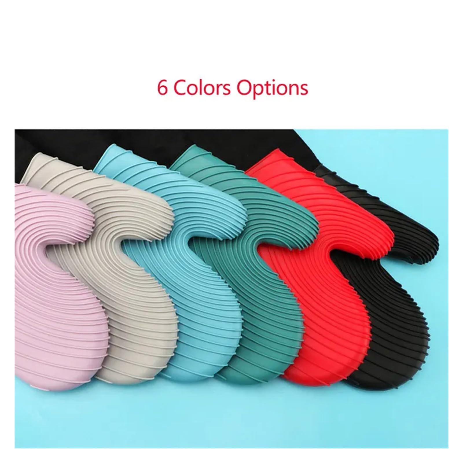 Juego de Manoplas Silicona Antideslizantes for Horno, con Forro poliéster, Impermeables, largas, Flexibles y Gruesas for cocinar en la Cocina para Asar, Cocinar y Hornear(Black)