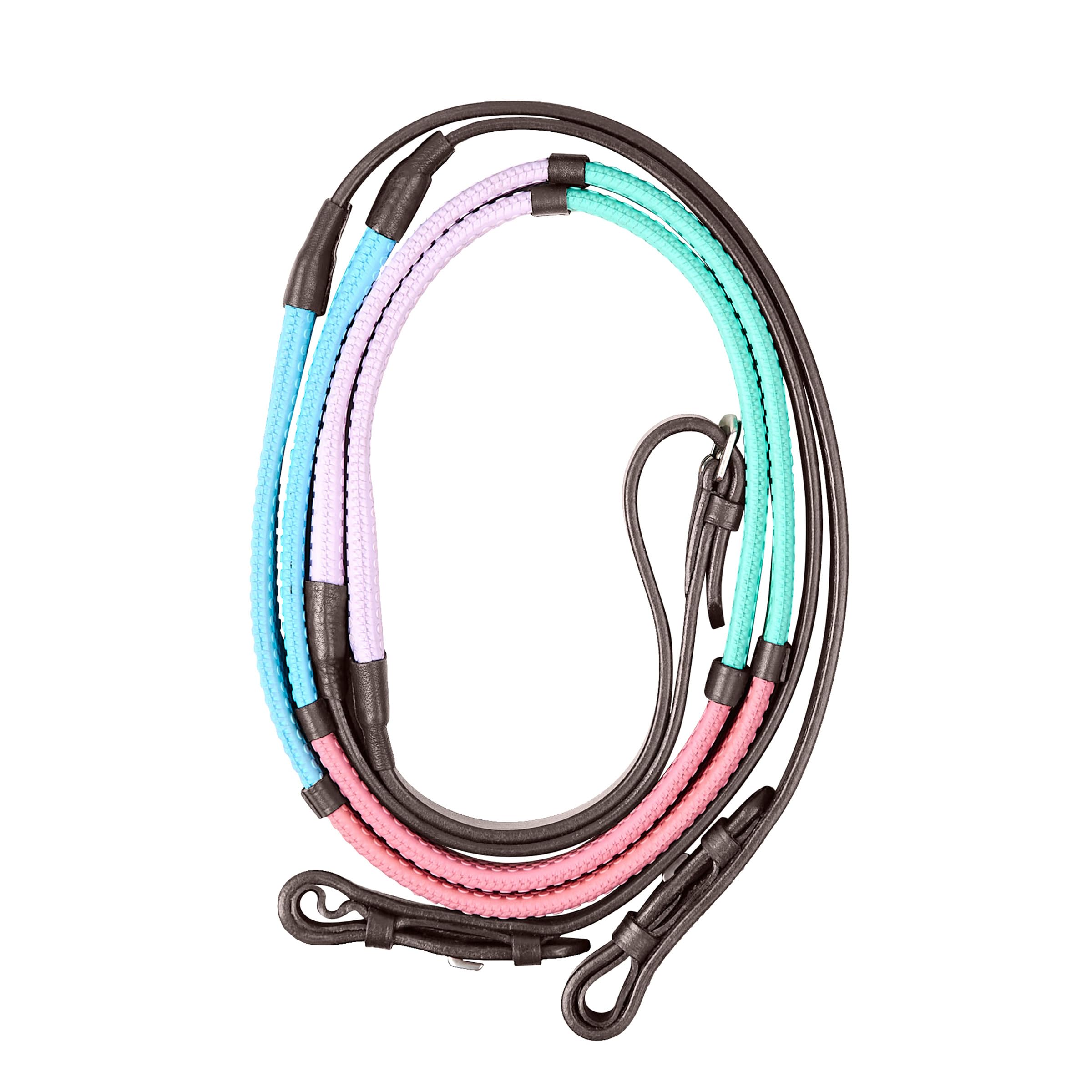 Dublin Pastel Rainbow Reins, Brown/Multi, 48"
