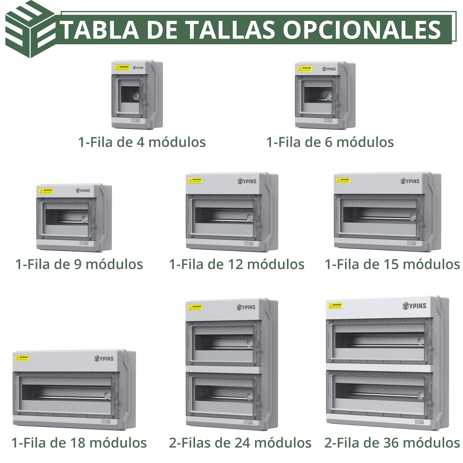EYPINS Caja Estanca Exterior Electrica 2 Filas 36 Módulos, Caja de Distribución de Superficie de Apertura Horizontal,Carcasa Aleación de PC, IP66 Impermeable y Antipolvo para Taller Jardín Obra