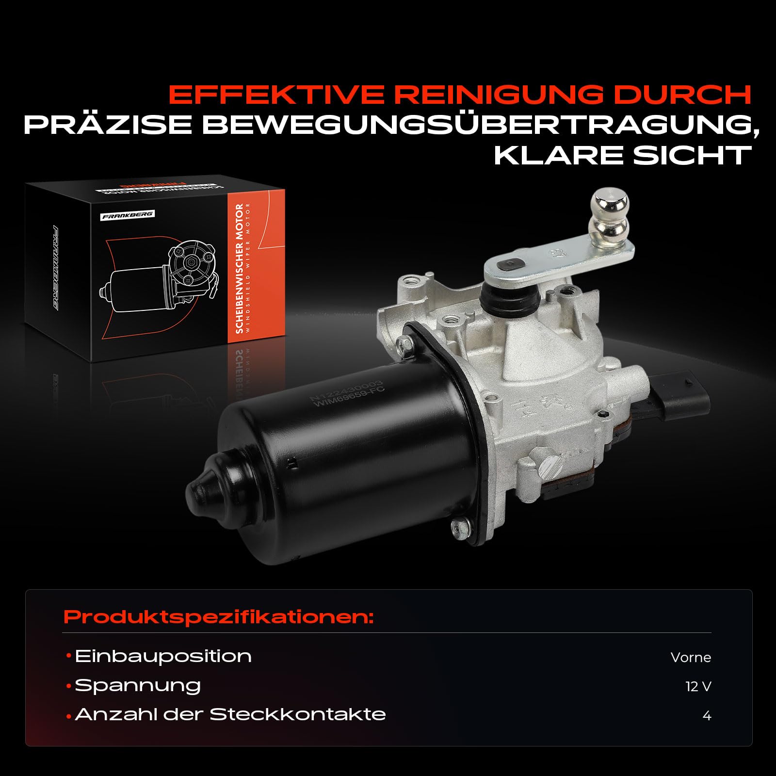 Frankberg Scheibenwischermotor Wischermotor 4-polig Kompatibel mit B-Klasse W242 W246 B160 B160 CDi/d B 80 B180 CDi B180 CDi/d B200 B200 CDi B200 CDi/d Replace# A2468200040