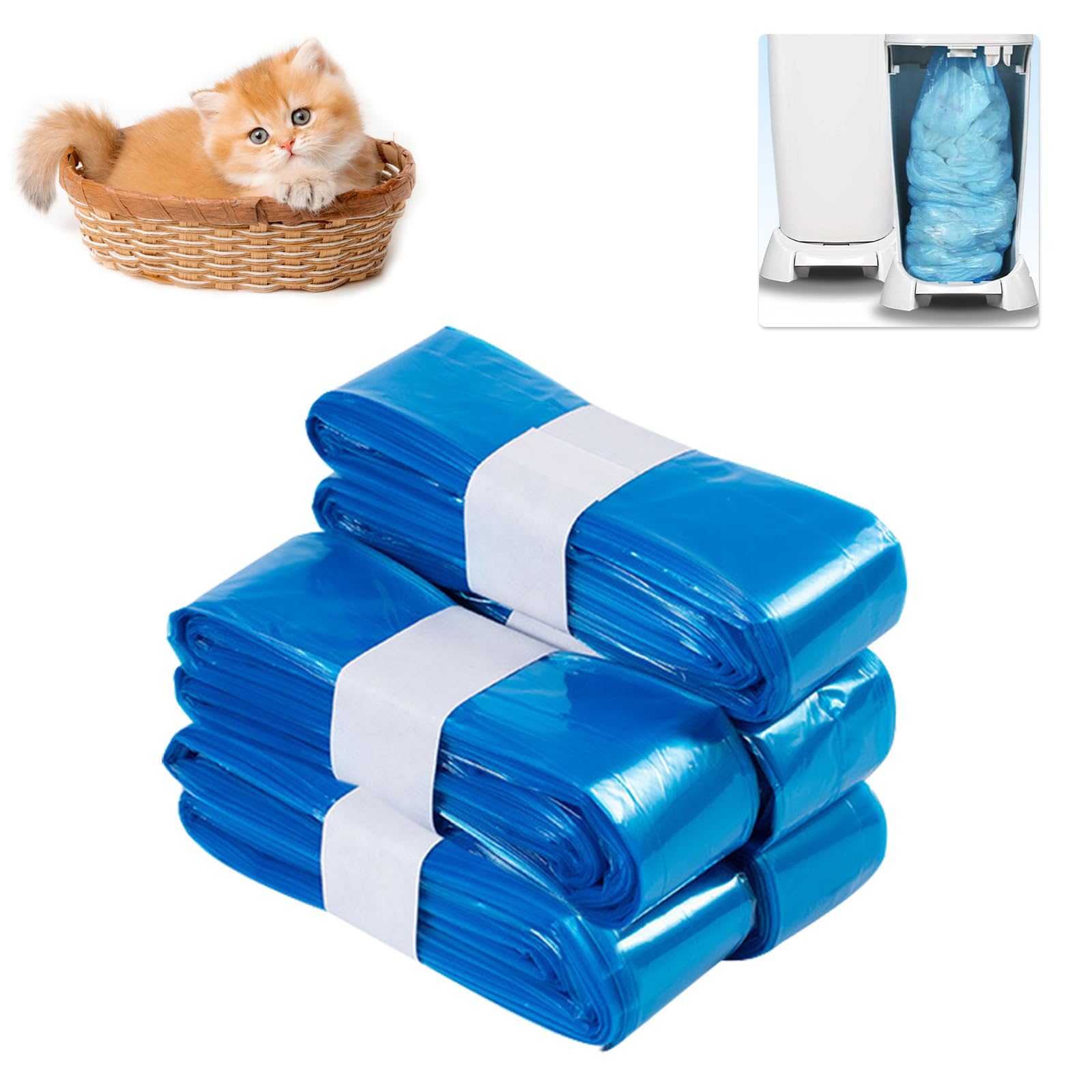 5 Piezas Bolsa de Repuesto de Arena para Gatos, 4.5m Recambios Contenedor de Pañales, Bolsas de Repuesto Litter Genie Compatibles Litter Locker para Mascotas, Cubos de Pañales