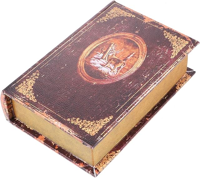 BESPORTBLE Decorative Antique Book Box Fake Book False Book with Secret Hidden Compartment Box for Storage for Wedding Memories Jewelry (The Deer Totem Size S Brown)