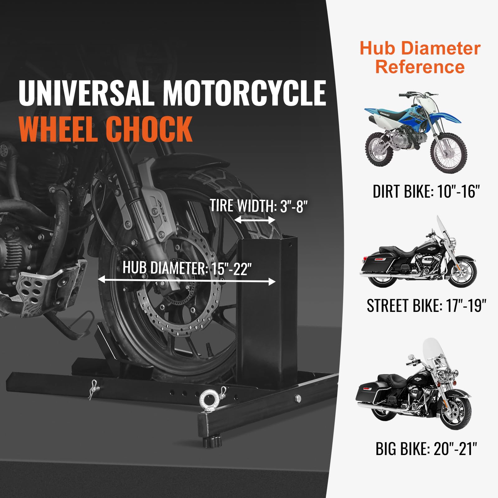 Happybuy Motorbike Wheel Support, 1800 lbs Load, Durable Steel Construction, 6 Position Options, Fits 15