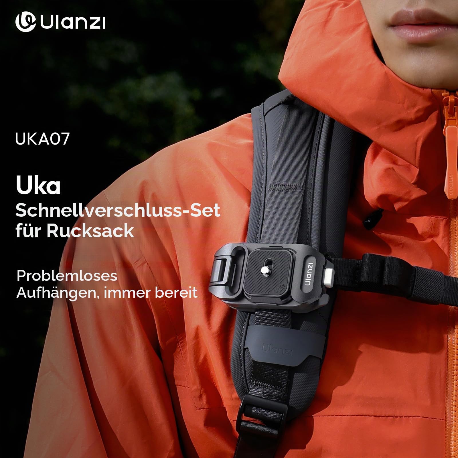 ULANZI Kamera-Rucksack-Gurt-Clip, mit Schnellentriegelungssystem, kompatibel mit UKA-QR-Platten, für Sony, Nikon, Fuji, DSLR-Action-Cam-Halterung, belastbar bis zu 10 kg, nicht kompatibel mit F38