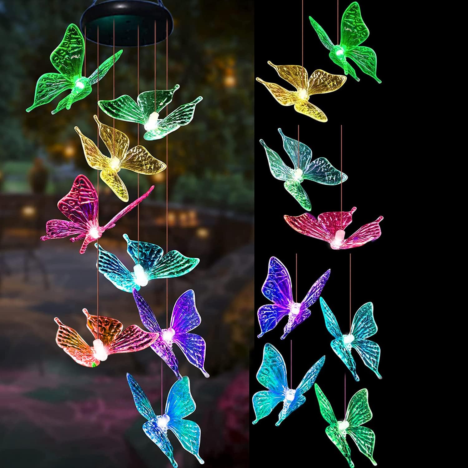 ZNYCYE Solar Butterfly Wind Chimes, Upgraded 8 Butterfly Wind Chimes Color Changing Led Outdoor Waterproof Solar Wind Chimes for Home, Party, Patio, Garden Decoration