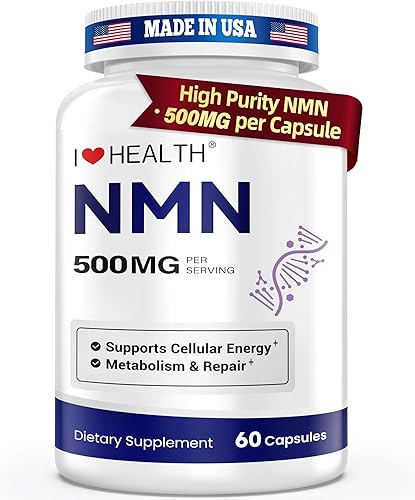 NMN 500 mg 99.9% suplemento puro de NMN, aumentar los niveles de NAD+, energía celular y apoyo al envejecimiento saludable, 60 cápsulas, probado
