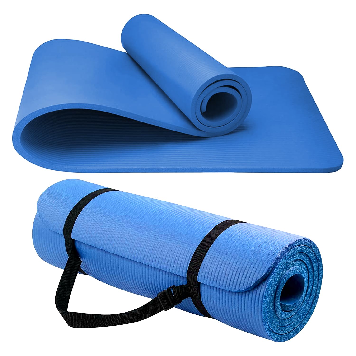 Yoga Mat Unisex Non-Slip Thick Foam Fitness Exercise Mat (10mm) Comes with Carrying Strap Lightweight Home Gym Workout Equipment for Yoga, Pilates, Stretching, Gymnastics Training & Camping — image 1