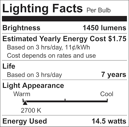 Vista 38 de Sylvania - Eco LED - 40821 - Bombillo A19 de 9 vatios, equivalente a 60 vatios, de bajo consumo, 750 lúmenes, no regulable, esmerilado, de luz