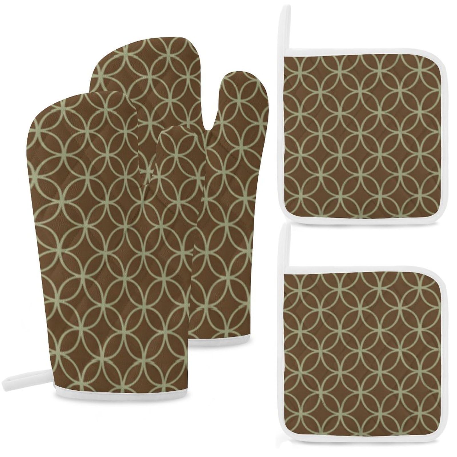 4Pcs Oven Mitts and Pot Holders, Heat Resistant Oven Mitts Gloves Set Kitchen Hot Pads for Cooking Grill