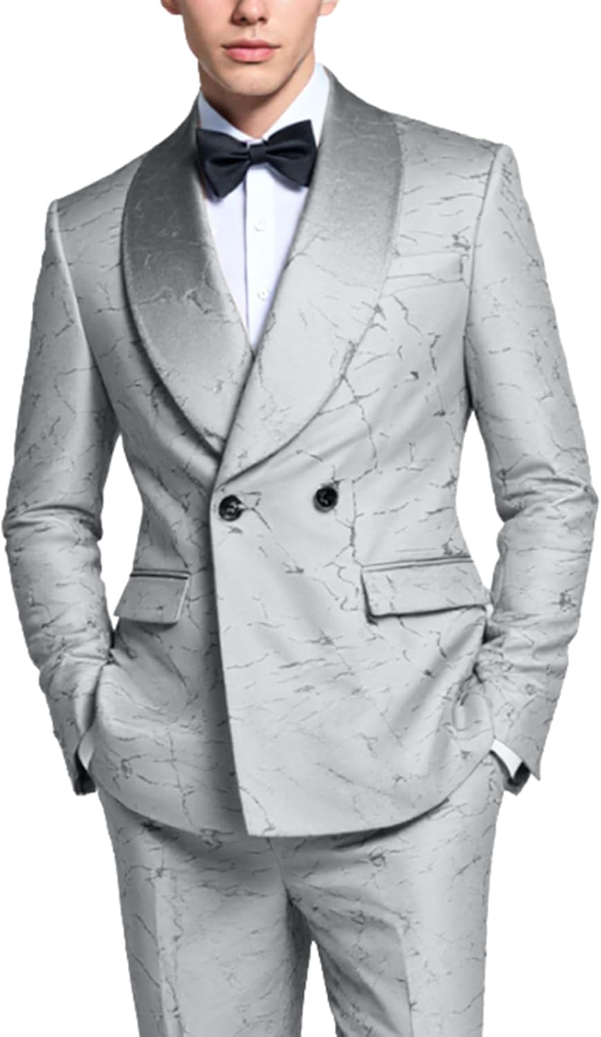 MOGU 2-Piece Velvet Mens Suit Shawl Lapel Tuxedo Slim Fit Dress Suit for Wedding Casual Business Banquet