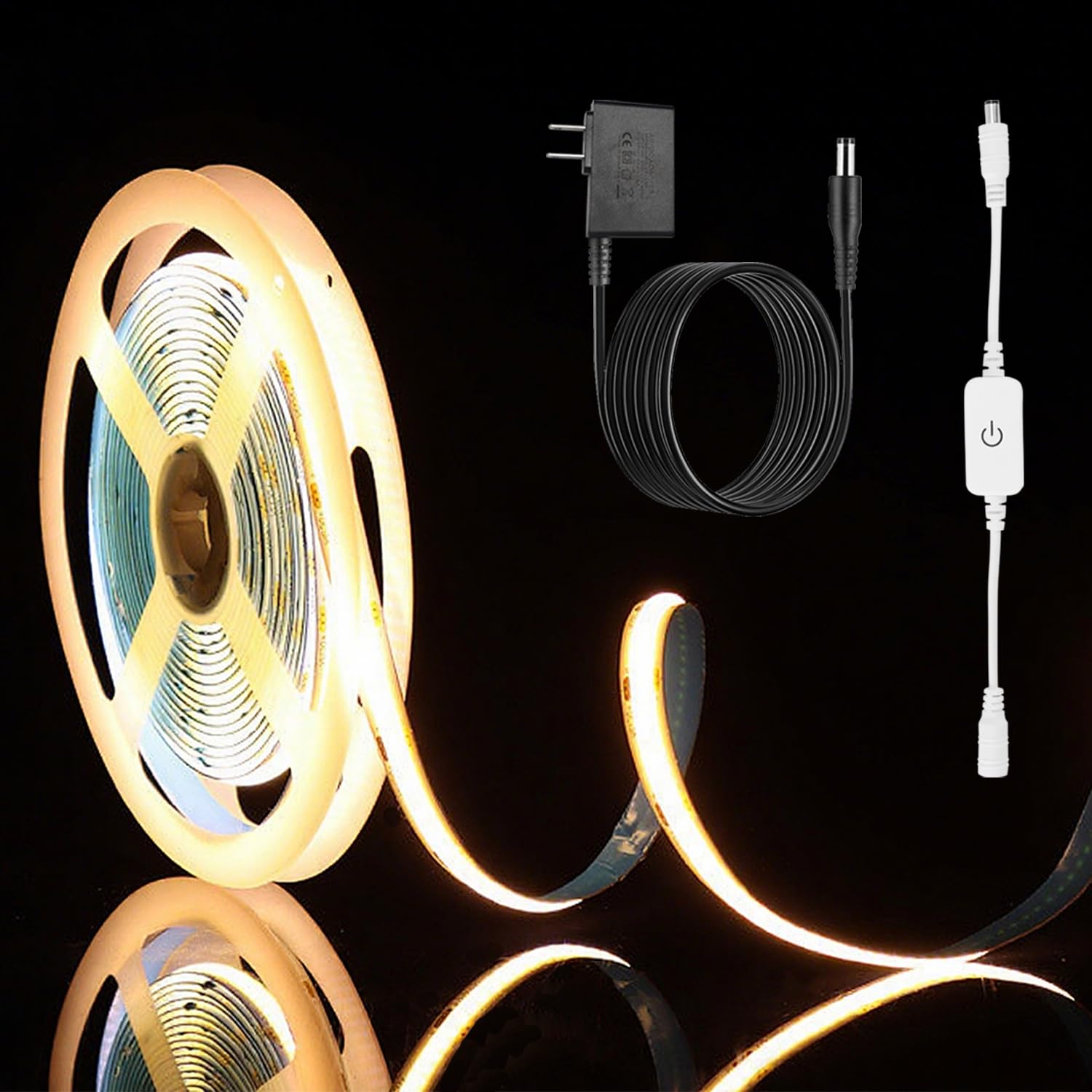 ZSLAIFU - 24V COB LED Lichtleiste, LED Hintergrundbeleuchtung, warme LED Lichtleiste mit Fernbedienung, COB flexibles Licht für Schlafzimmer, Schminkschrank DIY Beleuchtung Spiegel