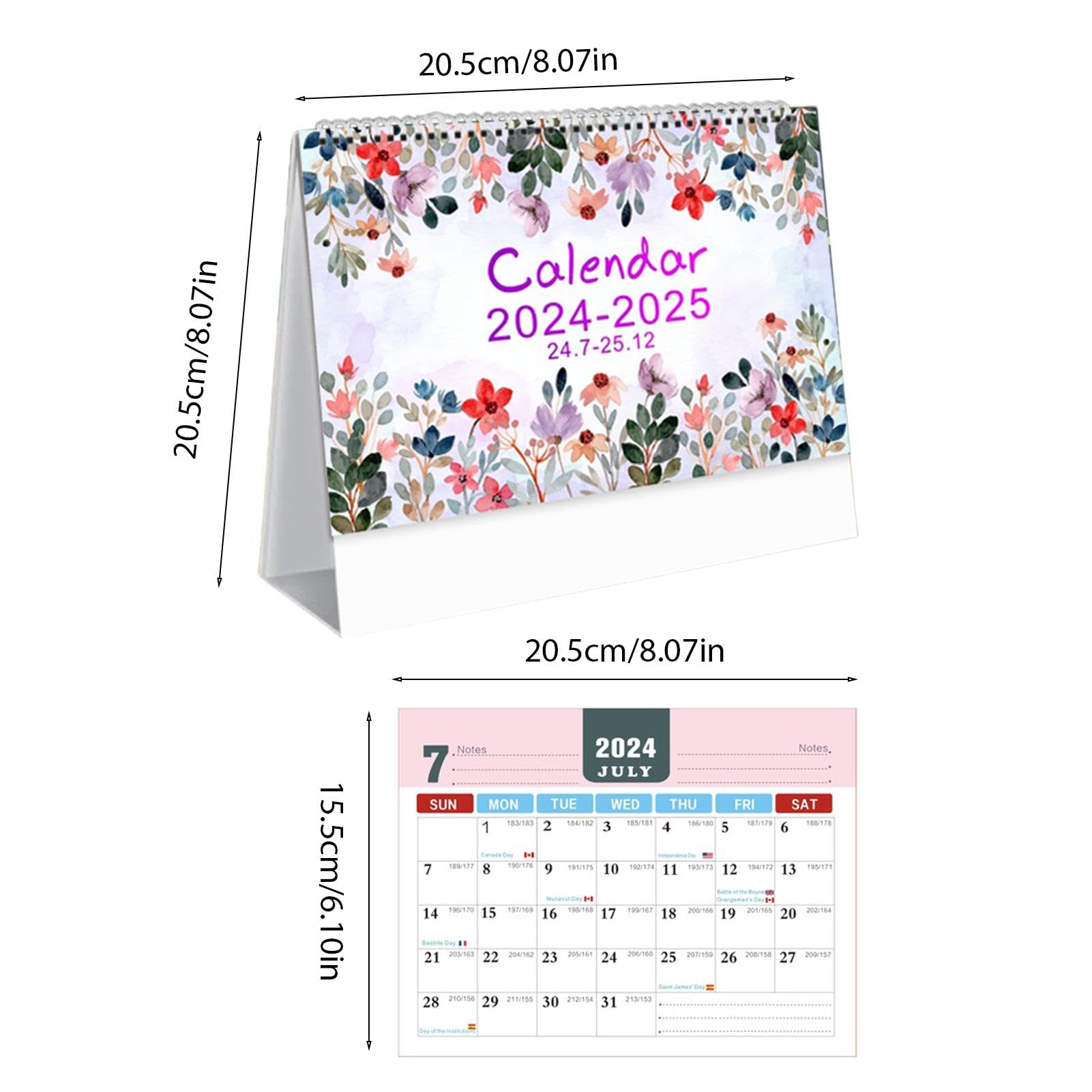 Amazon.co.jp: Joiozcon 卓上カレンダー 2024 年 7 月から 2025 年まで