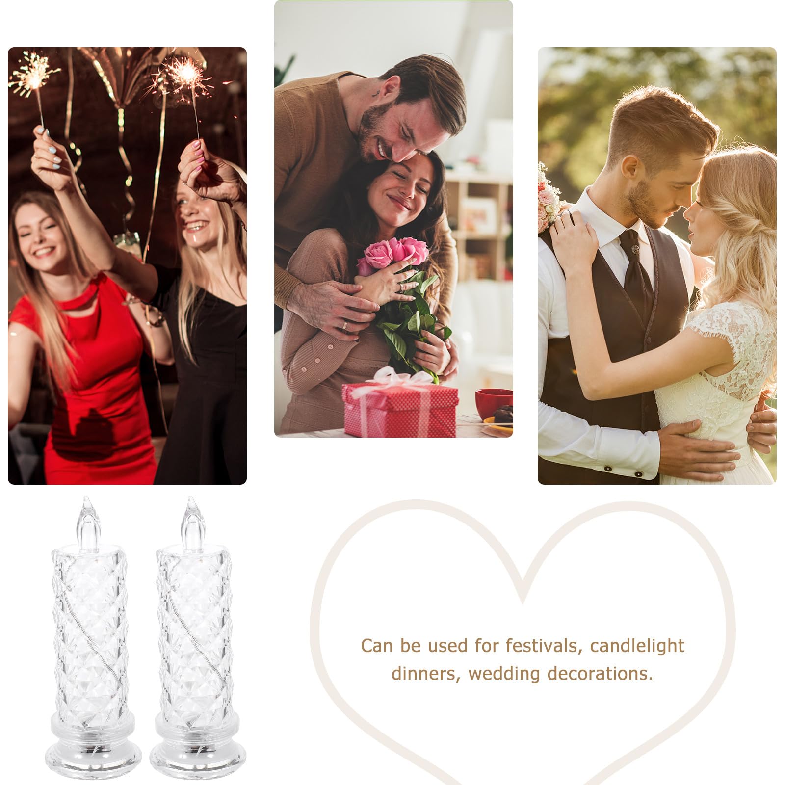 Ipetboom 4pezzi Candele Elettroniche Batteria Led Lampada Candela Simulata Per Decorazione Da Tavolo Piccola Luce Notturna Per Camera Da Letto Adatta Per Feste Matrimoni e Altre Occasioni