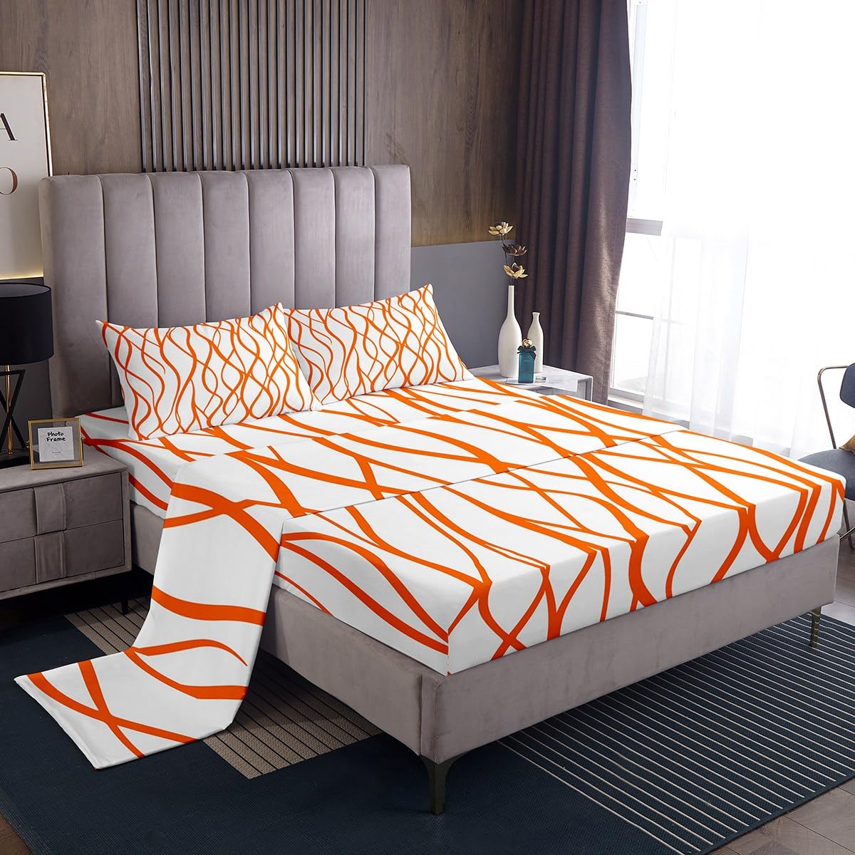 Amazon.com: Erosebridal Modern Striped Sheet Set Twin,Orange