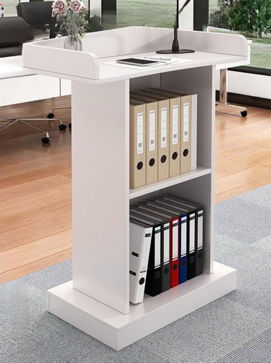 fancyfly 多機能講台 学校教室用耐荷重教壇 マルチメディア対応講師デスク 事務所受付ウェルカム台 イベント司会発表用講演台