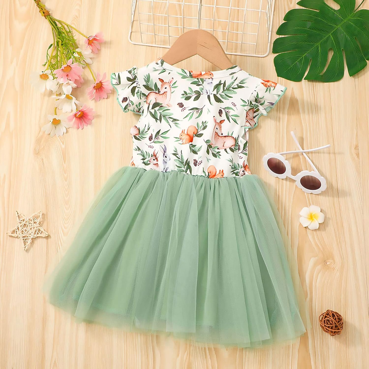 Toddler Baby Girls Summer Clothes Tutu Princess Dress Floral Sleeveless Dress Little Girl Outfits 18-24 Months Light Green image 9 of 9 B09XBC2X8V
