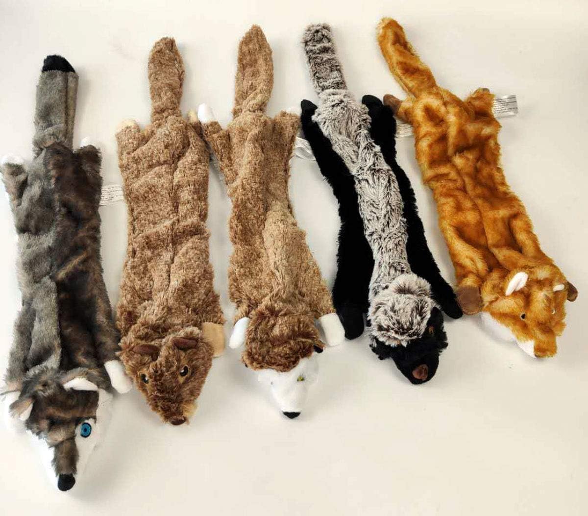ASPIRINGPET, Pet Toys, 5 Pack Squeaky Dog Toy, Badger, Mongoose, Squirrel, Marmot, Wolf - Large - No Stuffing Dog Toy Set - 2 Squeakers…