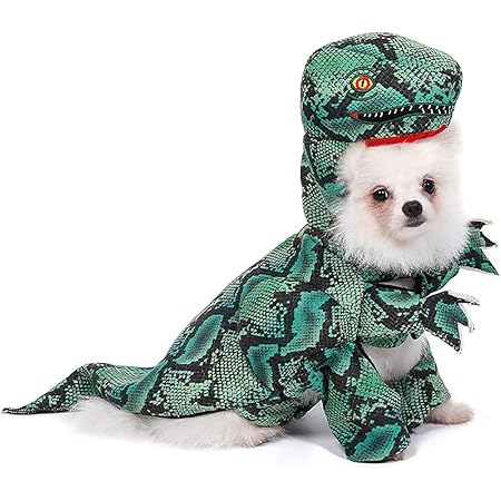 Costume Dinosauro Per Cani DELIFUR - Felpina Verde Con Cappuccio Per Halloween E Inverno - Foto 7