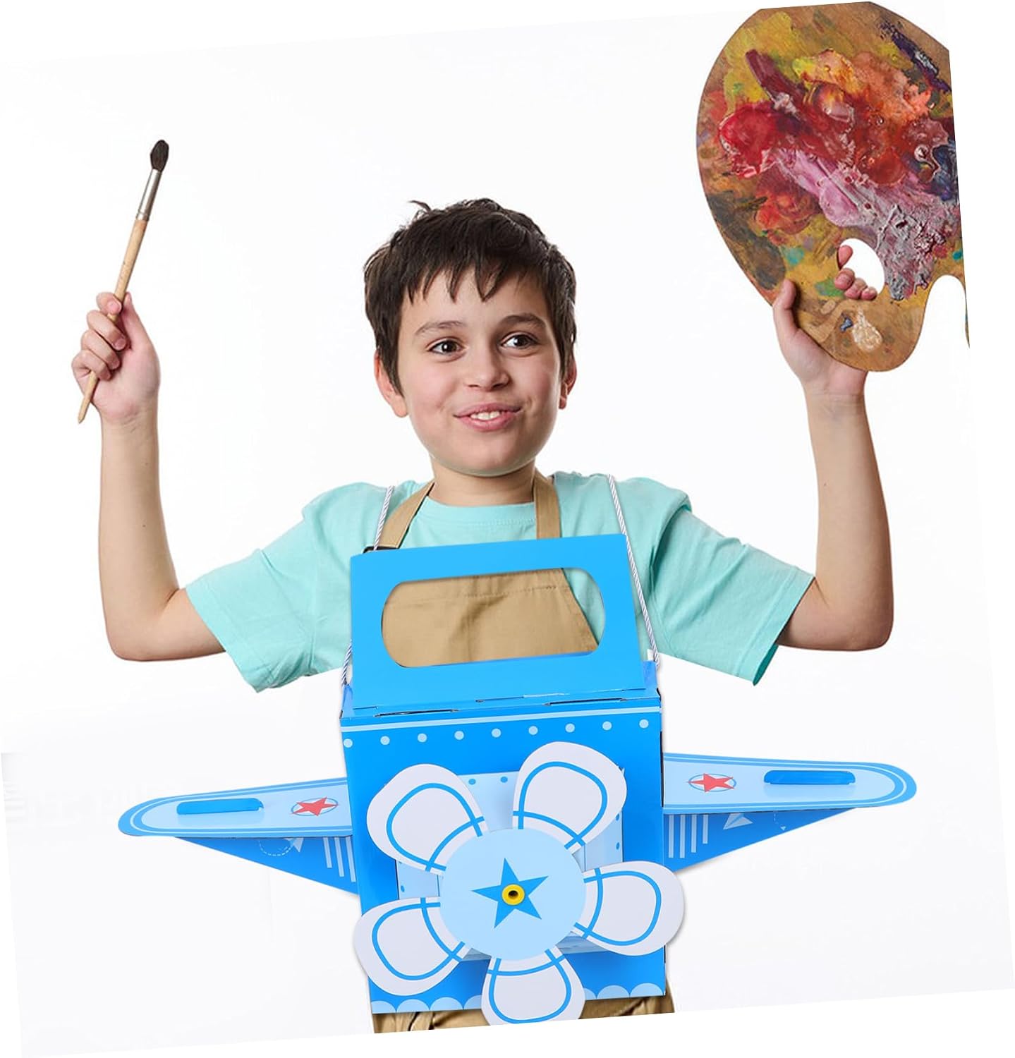 VANZACK Cardboard Airplane Costume for Wearable DIY Craft for Roleplaying Fun Sturdy Design for Pilots Enhances Parent Bonding Activities image 5