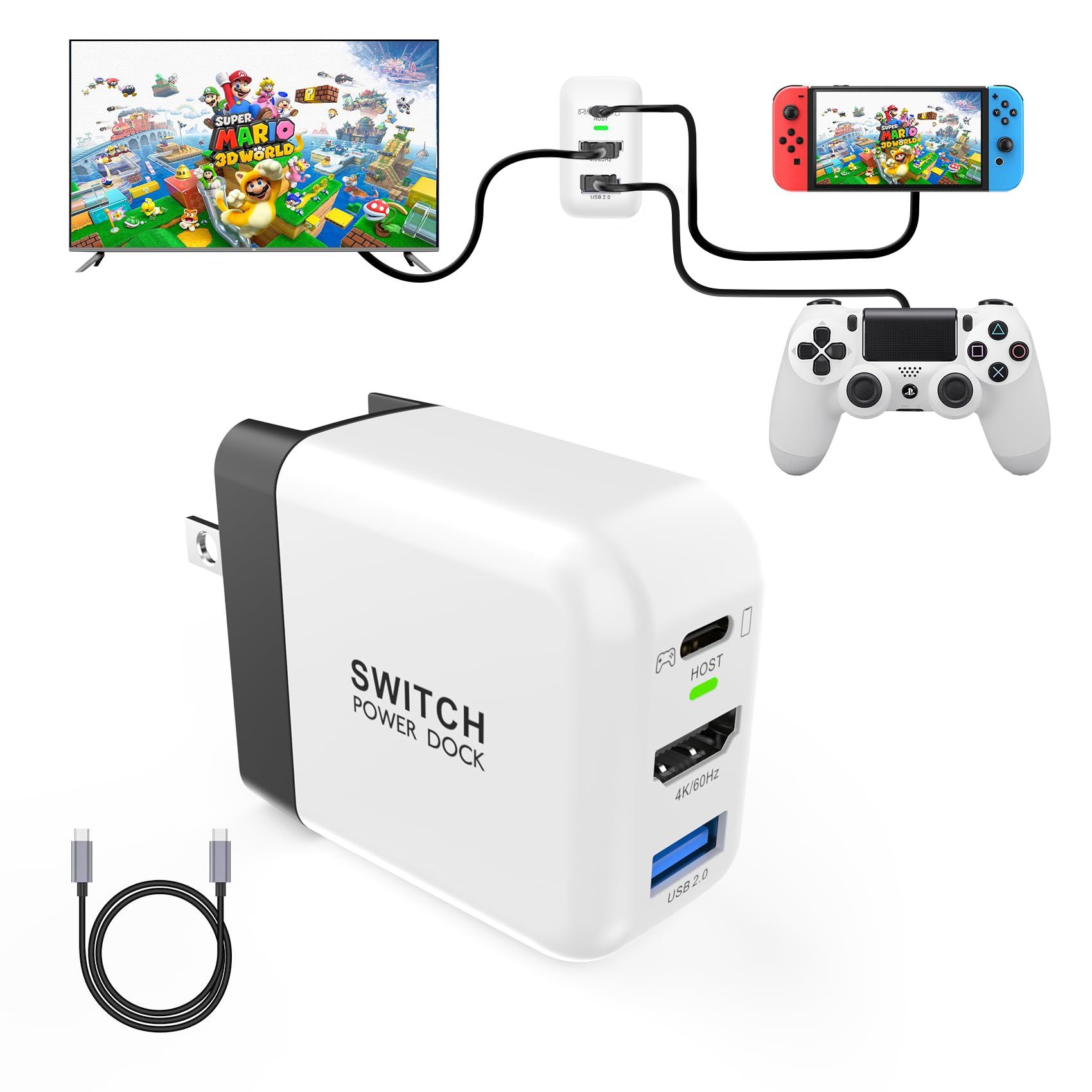 Amazon.co.jp: TreasLin 新型3in1多機 switchドック Type-c充電器 HDMI  