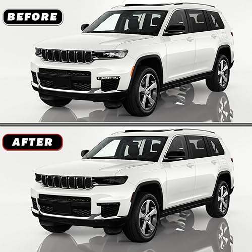 Miniatura 3 de Mustree Cubierta precortada para tinte de faros delanteros para Jeep Grand Cherokee 2022 2023, accesorios para faros antiniebla con adhesivo