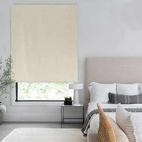 Miniatura 5 de LazBlinds Cortina de puerta 100% opaca, sin herramientas, sin taladro, persianas inalámbricas para ventanas, con aislamiento térmico, protección UV,