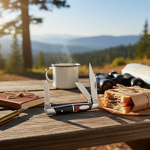 Miniatura 5 de SZCO Cuchillo de bolsillo plegable de 3.5 pulgadas con 3 hojas para hombre, cuchillo de bolsillo pequeño compacto EDC con 440 cuchillas de acero