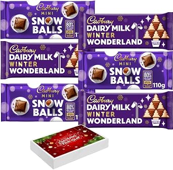 Cadbury Dairy Milk Winter Wonderland & Snow Ball Mixed Chocolate Bars With Christmas Gift Box - Pick Any Number of Bars