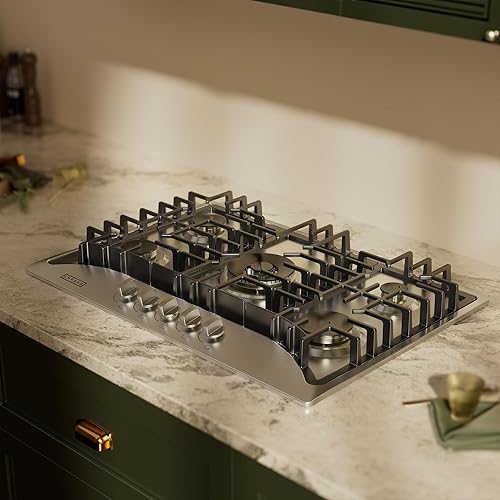 Vista 2 de Empava Placa de cocina de gas de 30 pulgadas con 5 quemadores sellados Italia Sabaf NG/LPG Convertible en acero inoxidable modelo 2020, 30 pulgadas