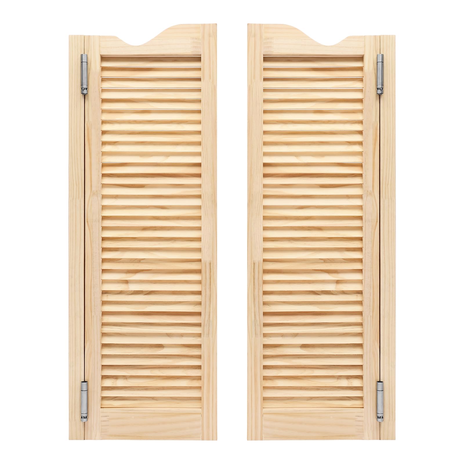 Modern Swinging Door Cafe Door Pine Wood Saloon Doors for House, Kitchen, Shop Entrance Partition Wooden Louvered Door with Quiet Hinges (Wood, 29.9"x40.9")