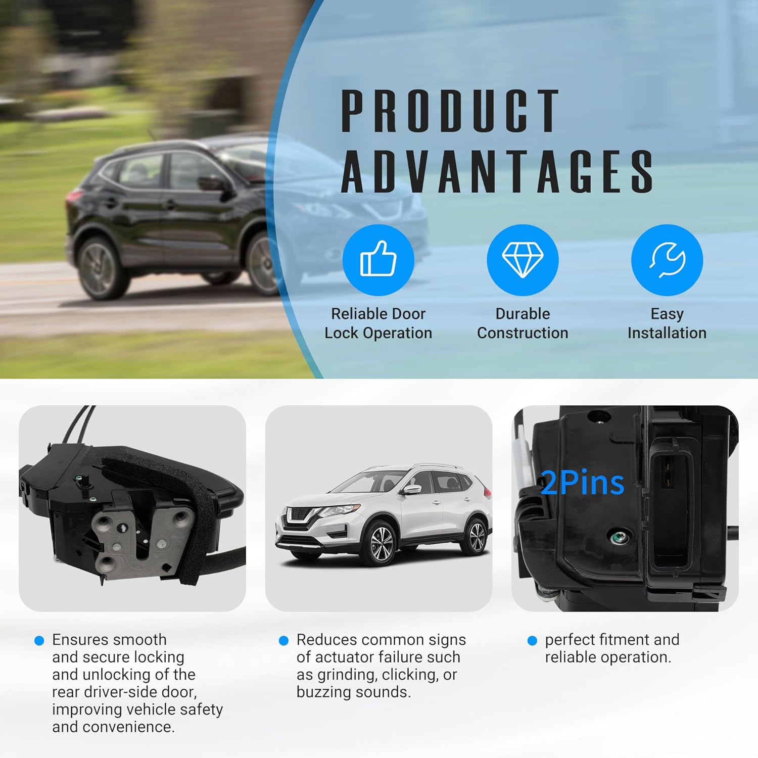 NOVAPARTS 825004BA0A Door Lock Actuator Rear Right Passenger Side for Nissan Rogue 2014 2015 2016 2017 2018 2019 2020 825004BA0B 937-947
