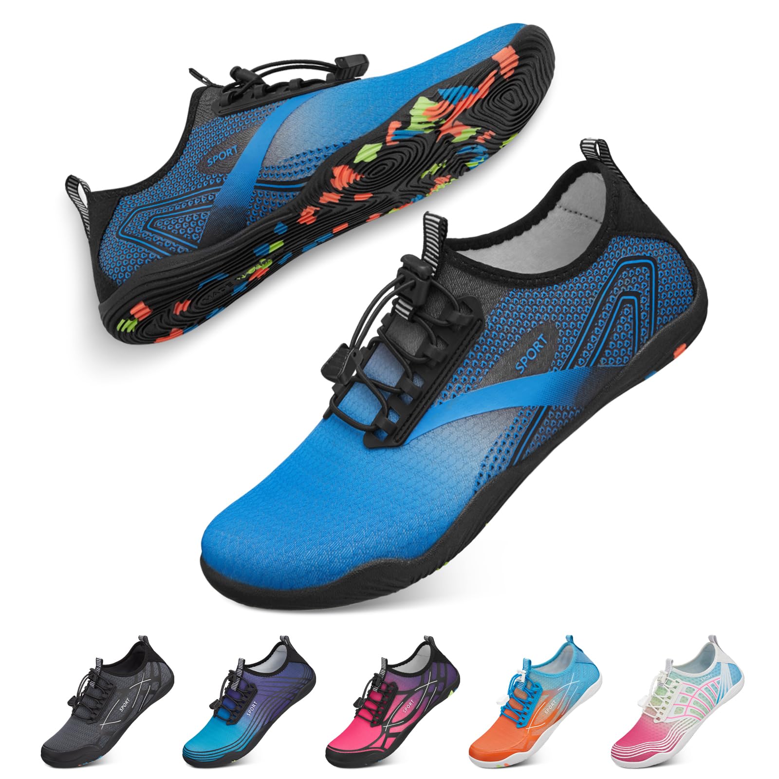 Tanamo Water Shoes for Women Men Quick Dry Swim Beach Barefoot River Aqua Shoes for Hiking Boating Camping Grounding Surfing