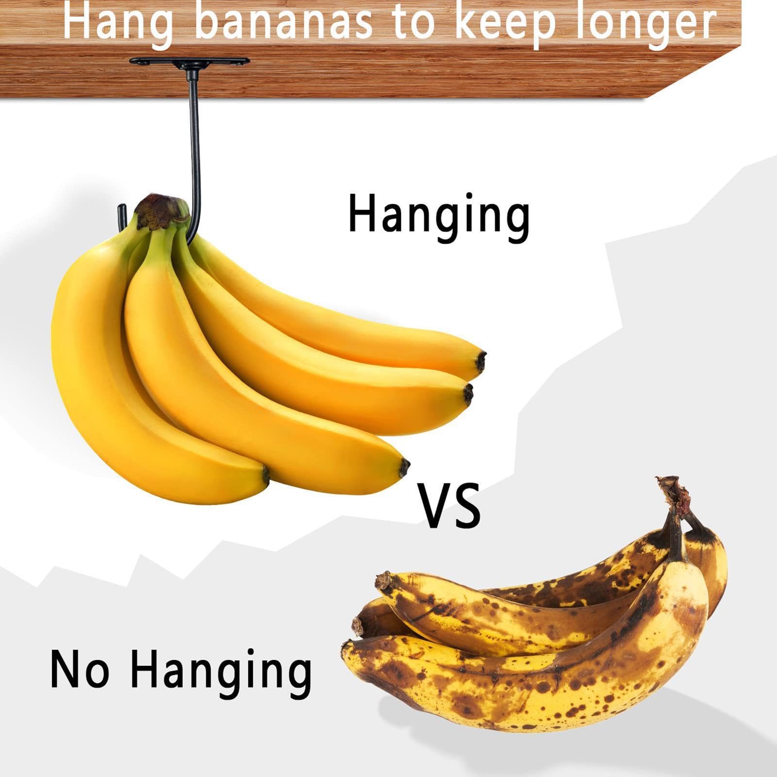 Gancio Per Banane Pieghevole Autoadesivo: Porta Banana Sotto Pensile (Nero, Supporta 6.8 Kg)
