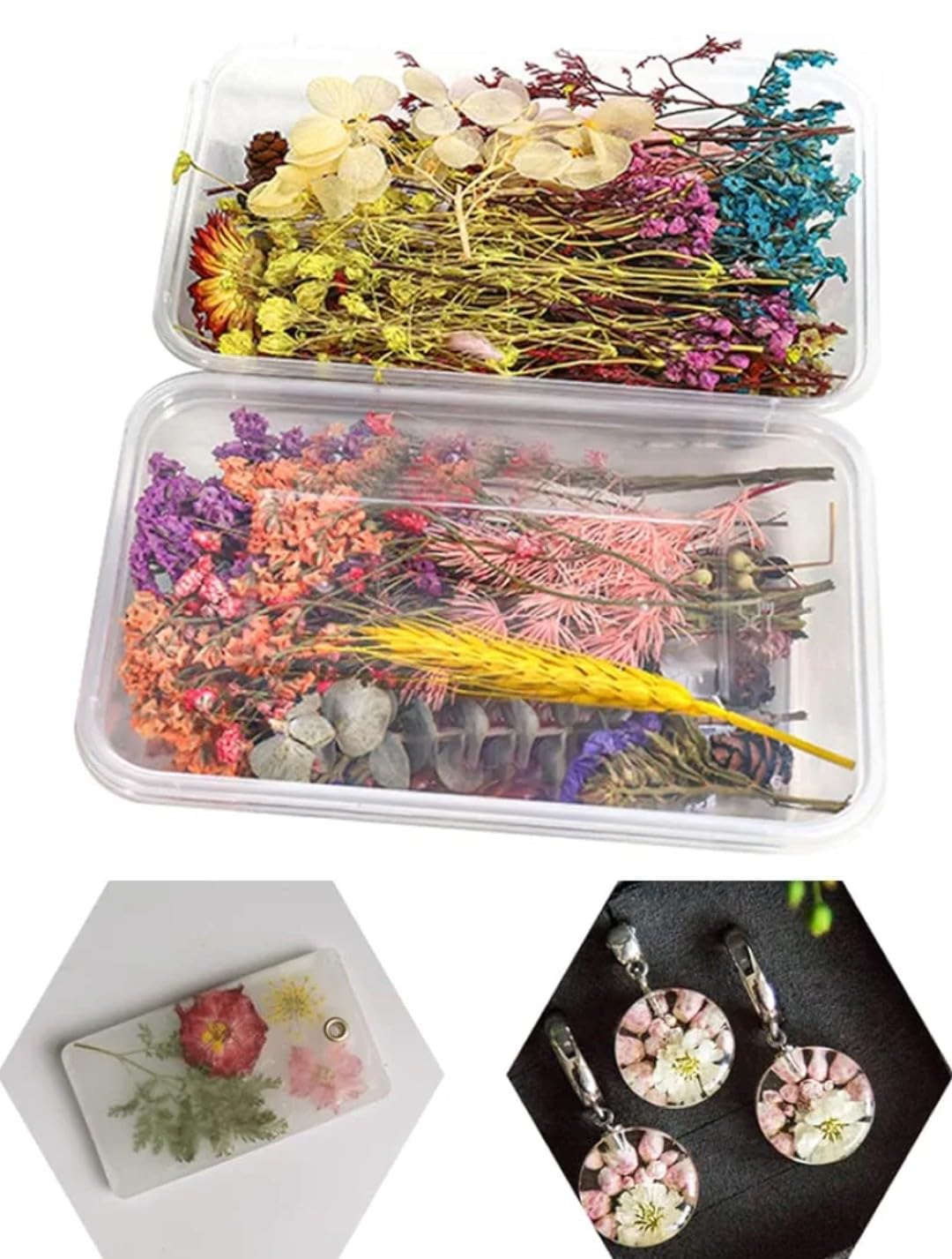 VRB DecTM 1 Box Natural Real Dried Flowers for Art Craft/rasin Art kit - Mixed & Multicolor for Soap, Artificial Candles,Scrapbook, DIY, Resin Tray Jewellery, Pendant (1 Box - Multicolor) 4